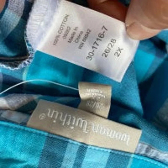 Women Within 100% Cotton Button Up Casual Beach Blouse Unisex Adult Plus Size 2X - Picture 3 of 5